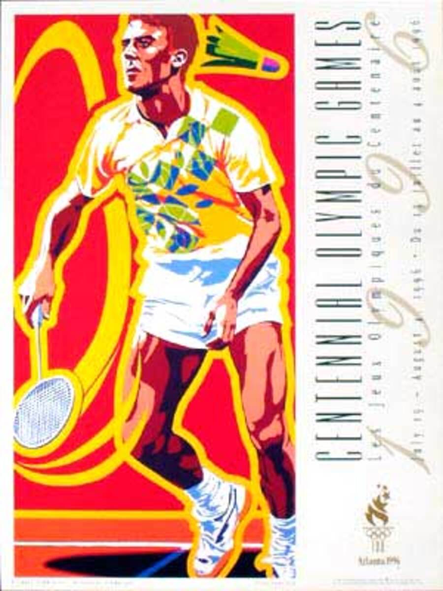 Original Vintage 1996 Atlanta Olympics Poster Badminton (Yamagata)