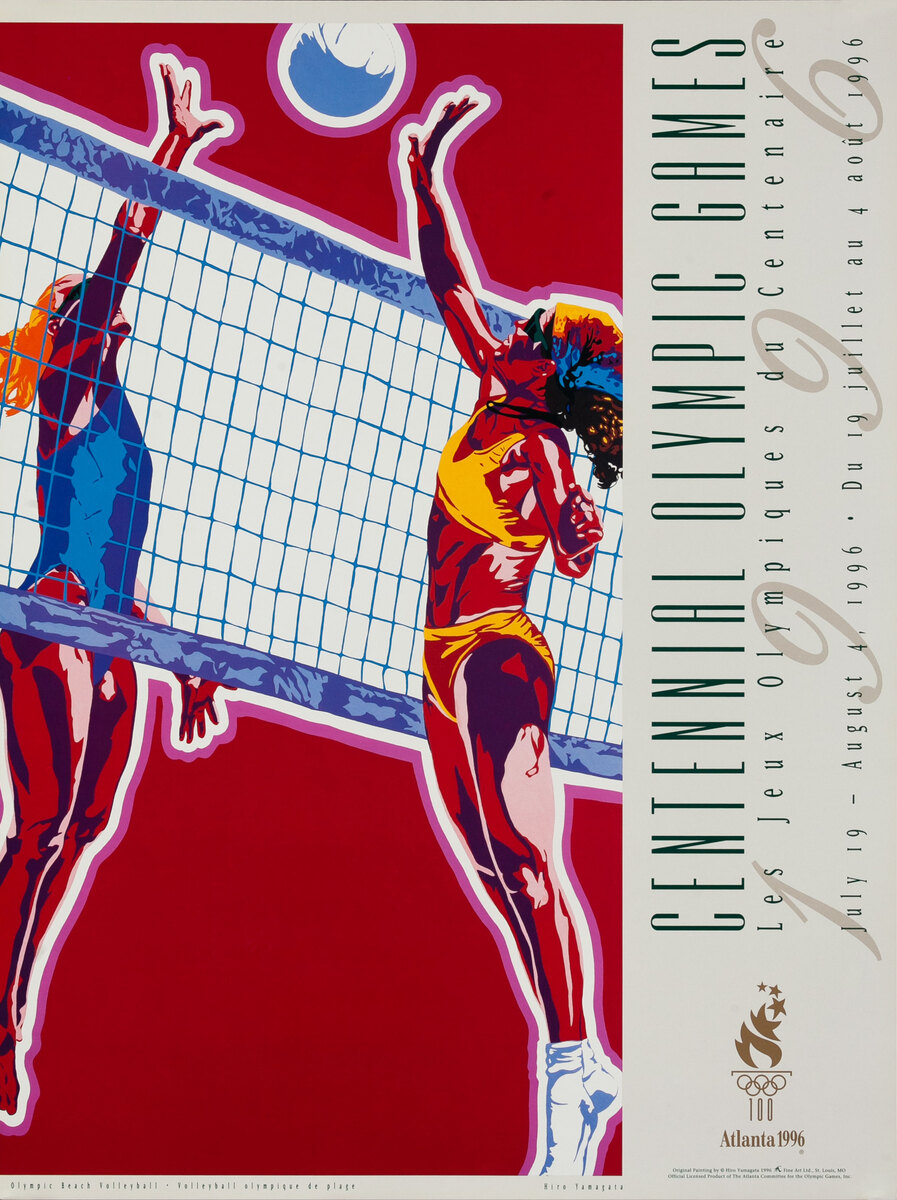 Original 1996 Atlanta Olympics Poster Beach Volleyball (Yamagata)