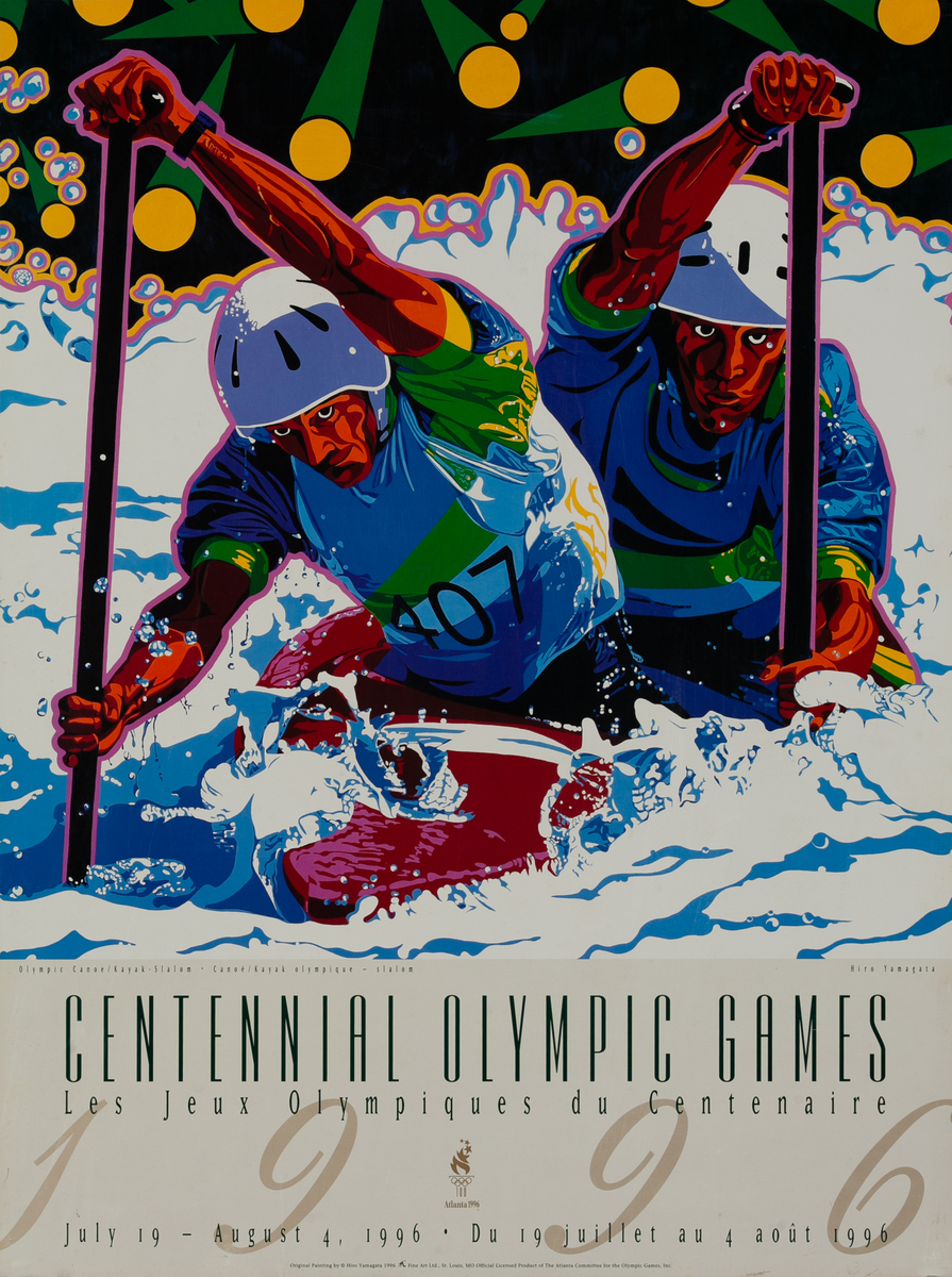 Original Vintage 1996 Atlanta Olympics Poster Canoe Kayak (Yamagata)