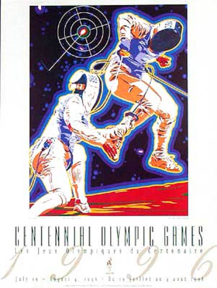 Original Vintage 1996 Atlanta Olympics Poster Fencing (Yamagata)