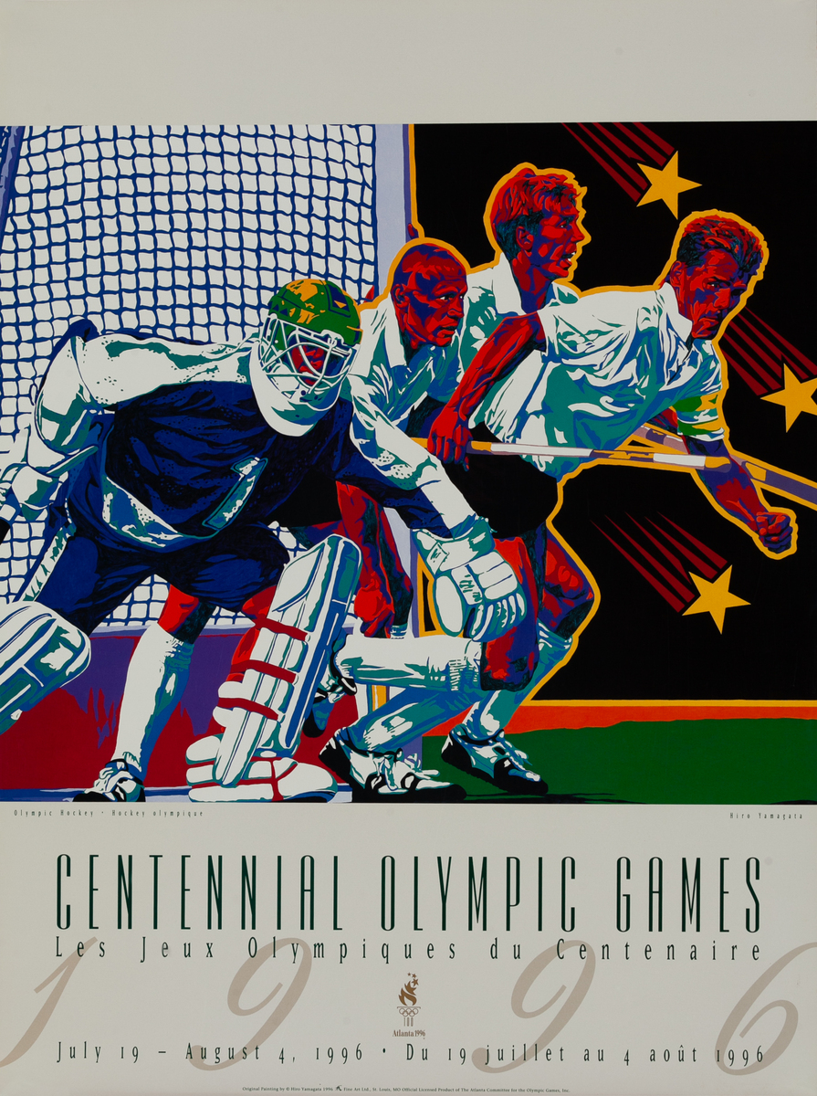 Original Vintage 1996 Atlanta Olympics Poster Hockey (Yamagata)