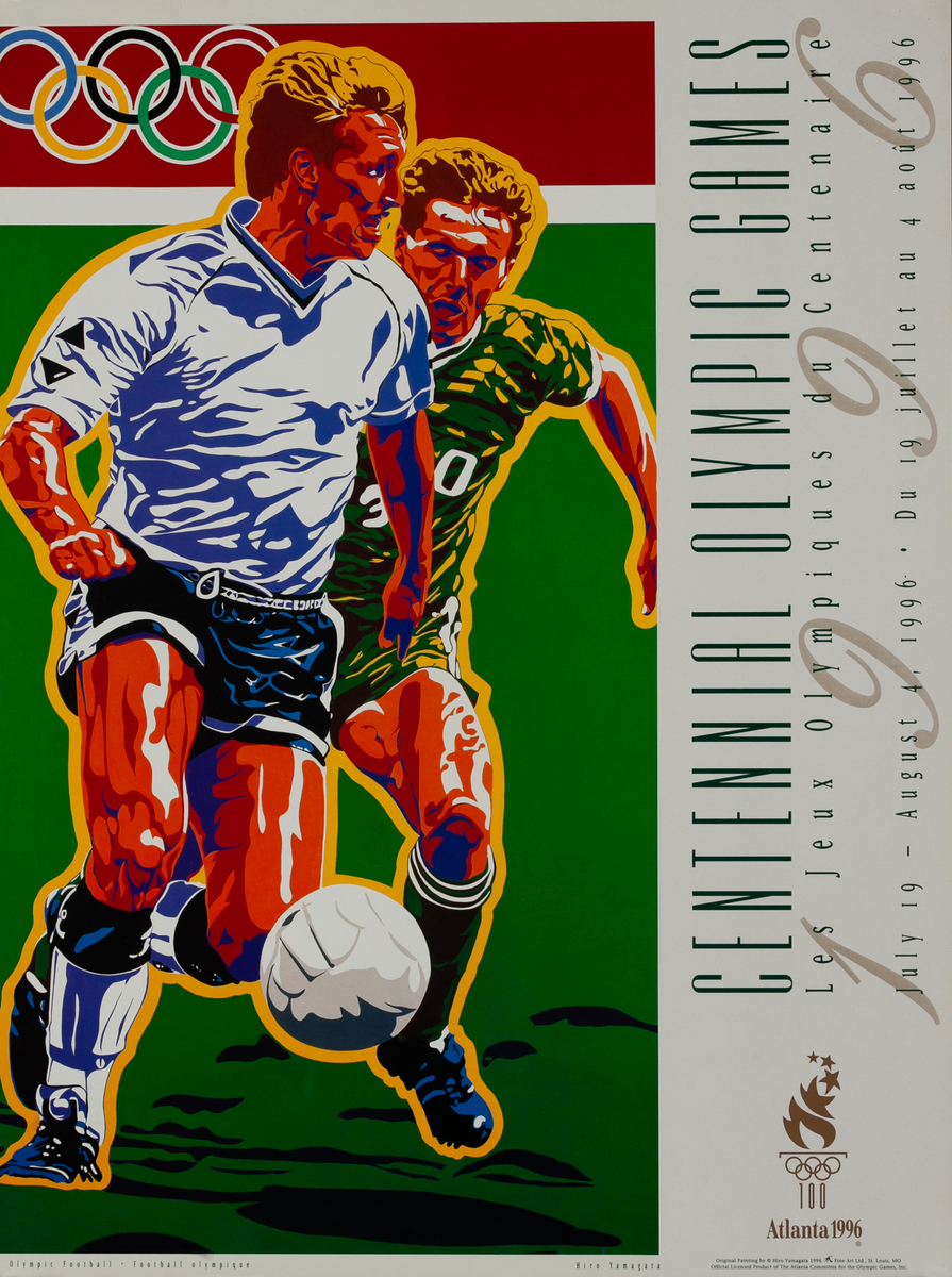 Original Vintage 1996 Atlanta Olympics Poster Soccer (Yamagata)