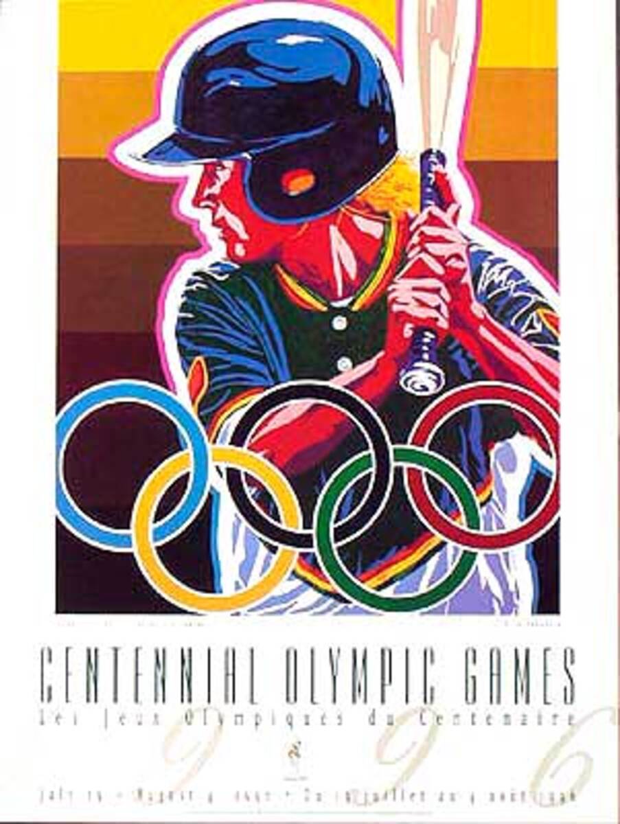 Original Vintage 1996 Atlanta Olympics Poster Softball (Yamagata)