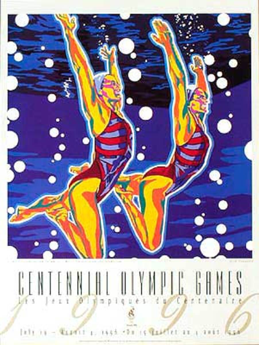 Original Vintage 1996 Atlanta Olympics Poster Synchronized Swimming  (Yamagata)