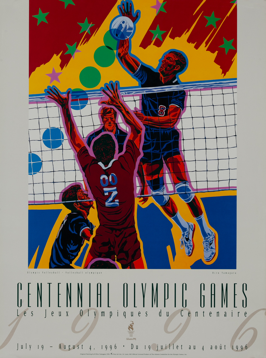 Original Vintage 1996 Atlanta Olympics Poster Volleyball  (Yamagata)