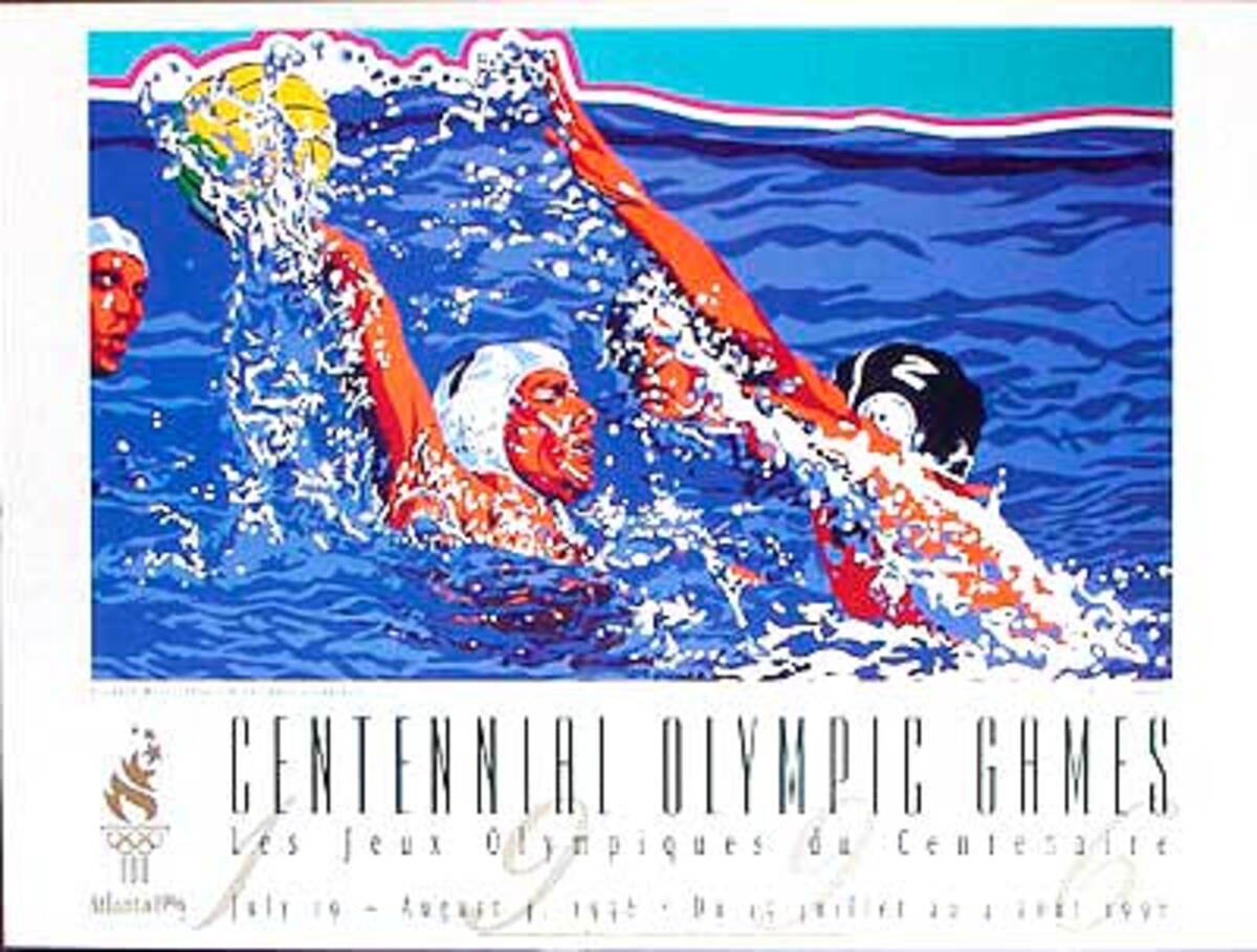 Original 1996 Atlanta Olympics Poster Water Polo (Yamagata)