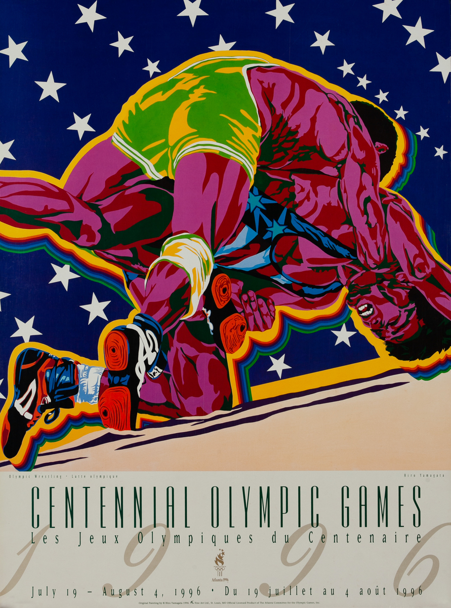 Original Vintage 1996 Atlanta Olympics Poster Wrestling (Yamagata)
