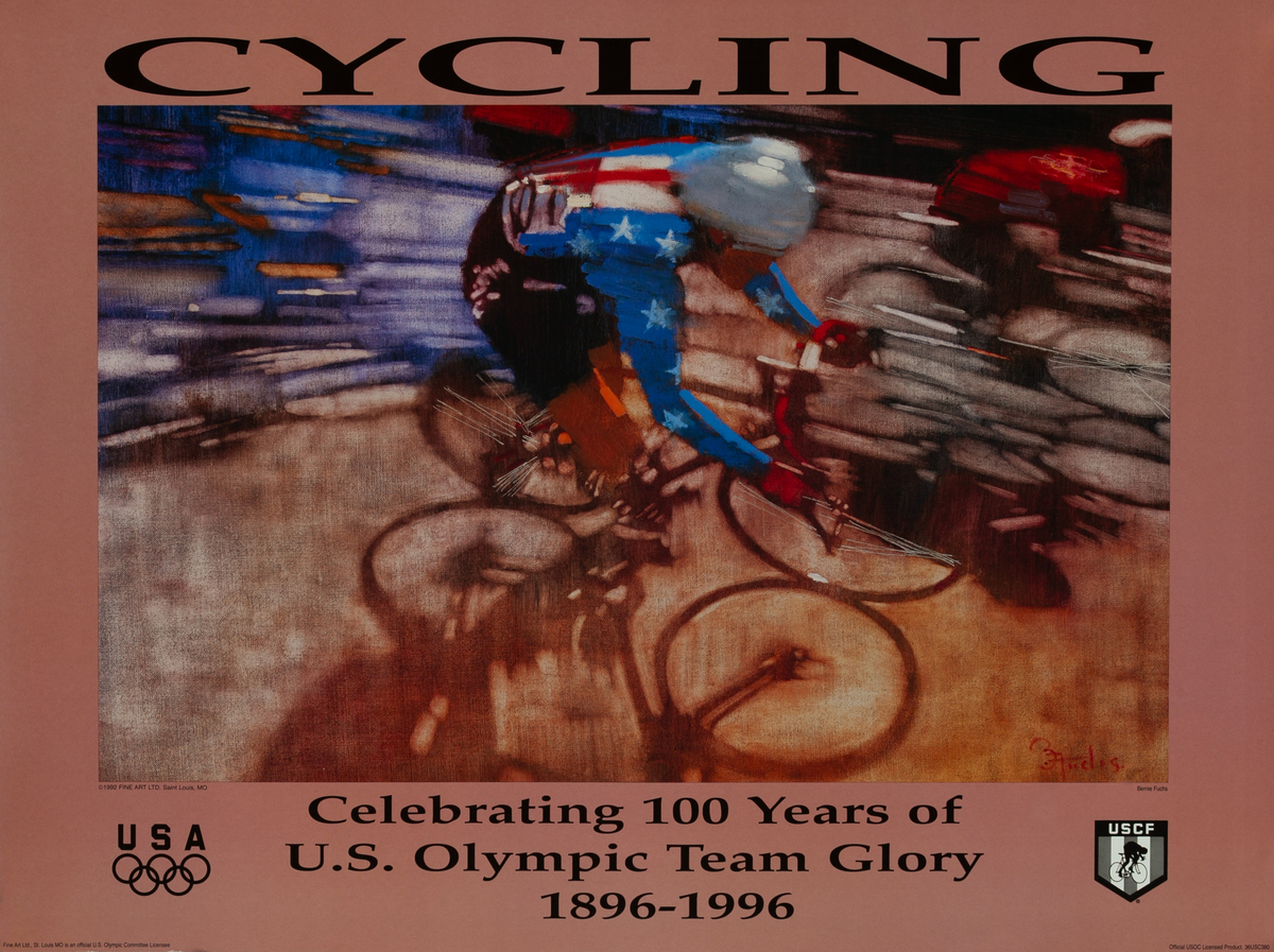 Original Vintage 1996 Atlanta Olympics Poster Cycling (Fuchs)