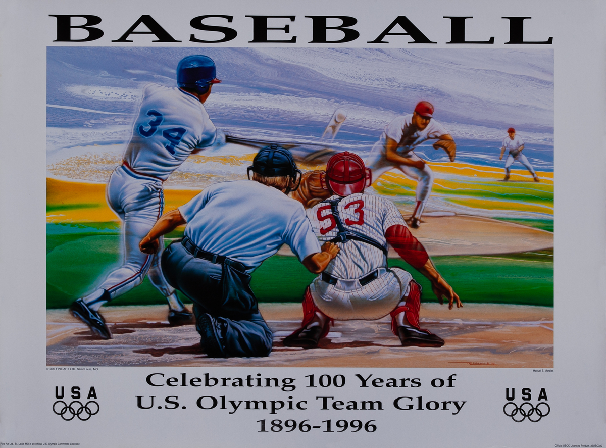 Celebrating 100 Years of  U.S. Olympic Team Glory, 1996 Atlanta Poster Baseball (Morales)