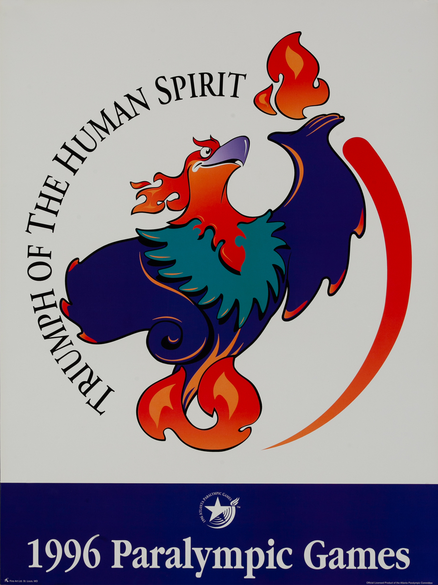 1996 Paralympics Original Sports Poster Bird Mascot