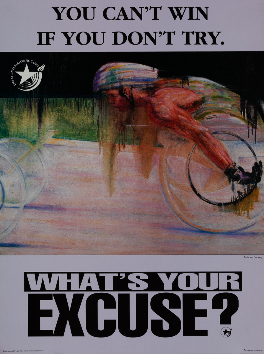 1996 Paralympics Original Sports Poster What's Your Excuse?