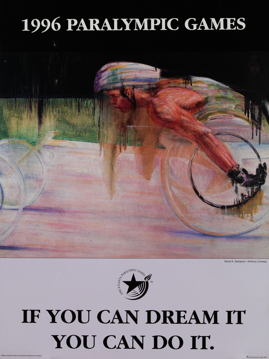 1996 Paralympics Original Sports Poster If You Can Dream It You Can Do It