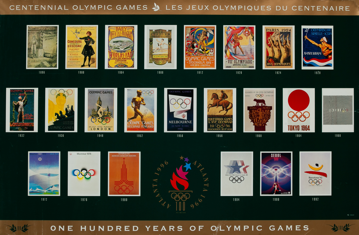 100 Years of Olympic Games poster of posters Original 1996 Atlanta Olympics Poster