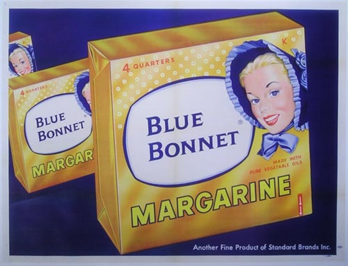 Blue Bonnet Margarine Original Vintage Advertising Poster