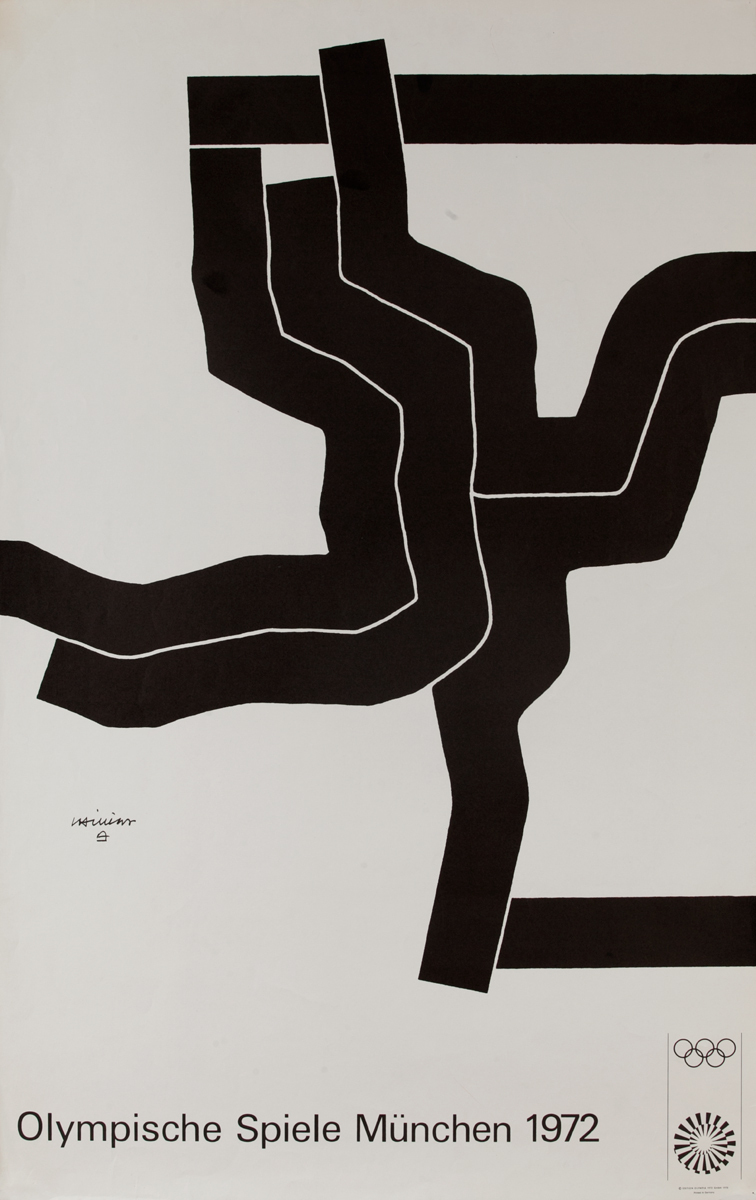 Original Vintage 1972 Munich Olympics Art Series black abstract 2 Poster                                                        