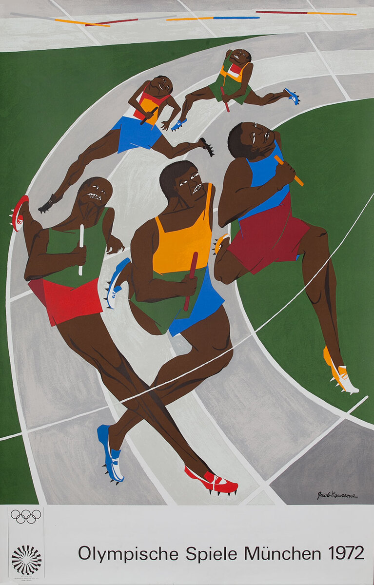Original 1972 Munich Olympics Art Series Poster - Jacob Lawrence