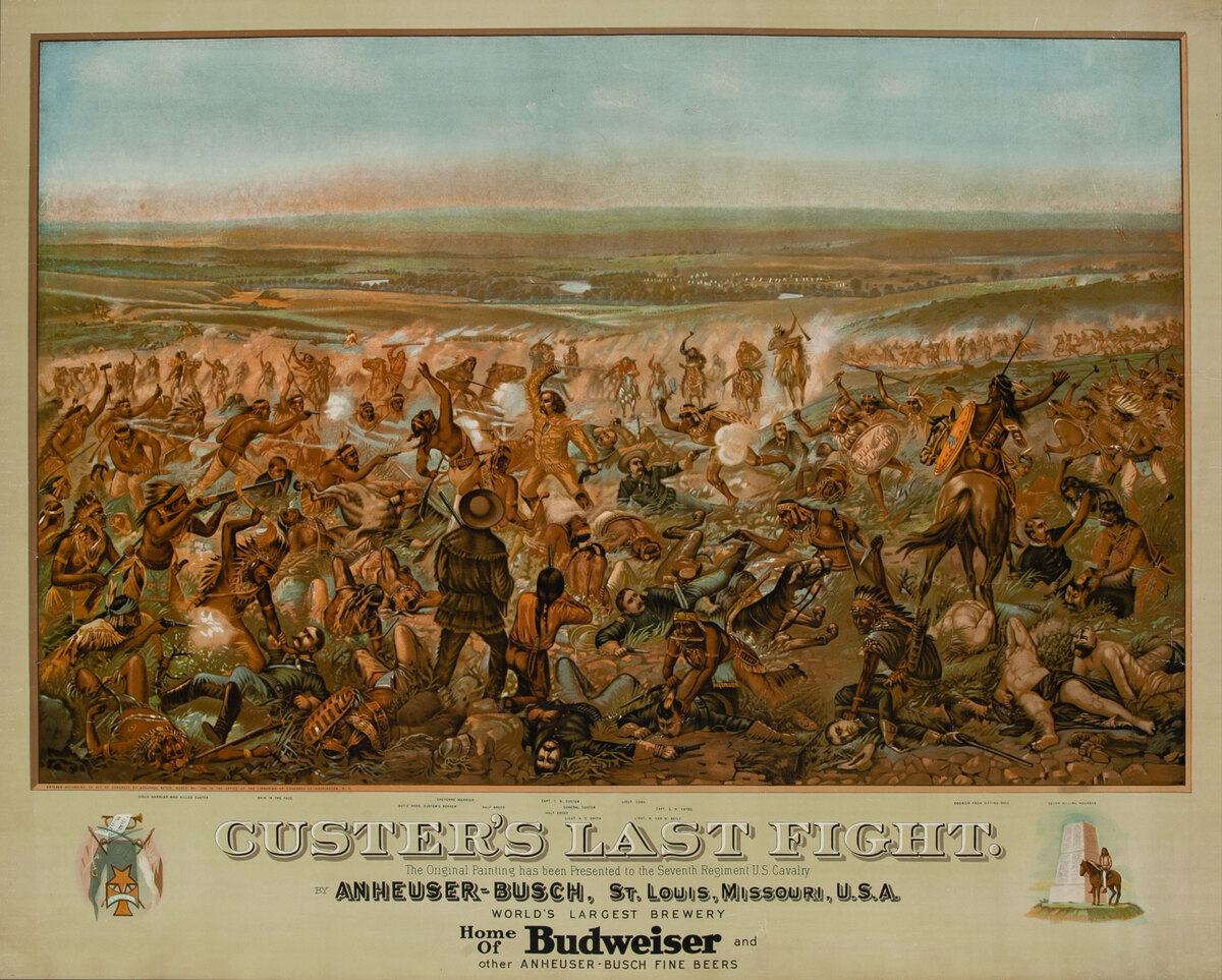 Original Custer's Last Stand Budweiser Beer Poster