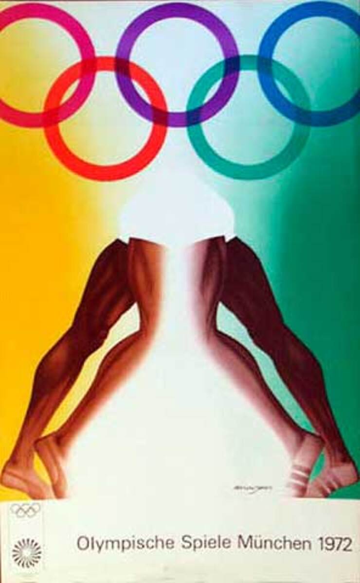 Original Vintage 1972 Munich Olympics Art Series Poster Legs