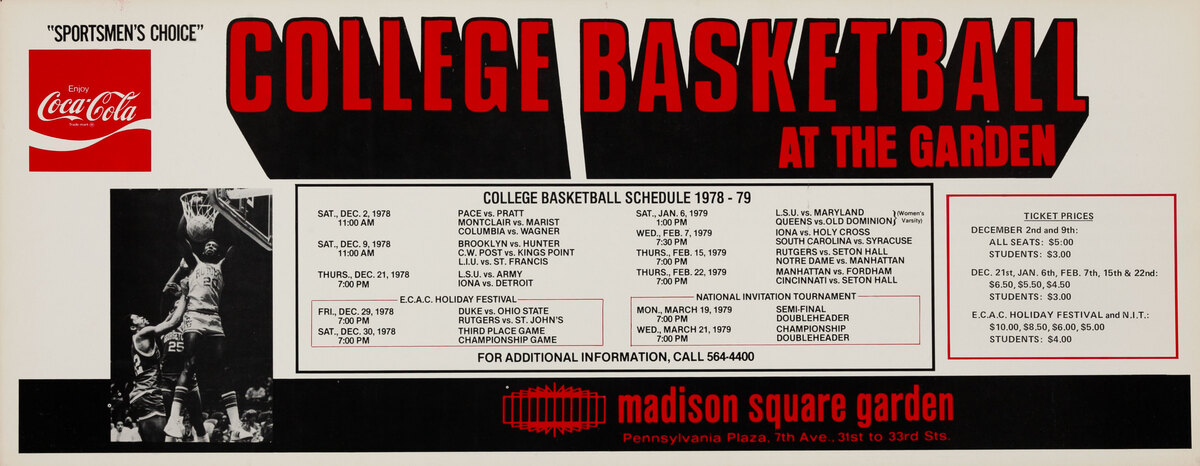 College Basketball At The Garden Original Sports Poster