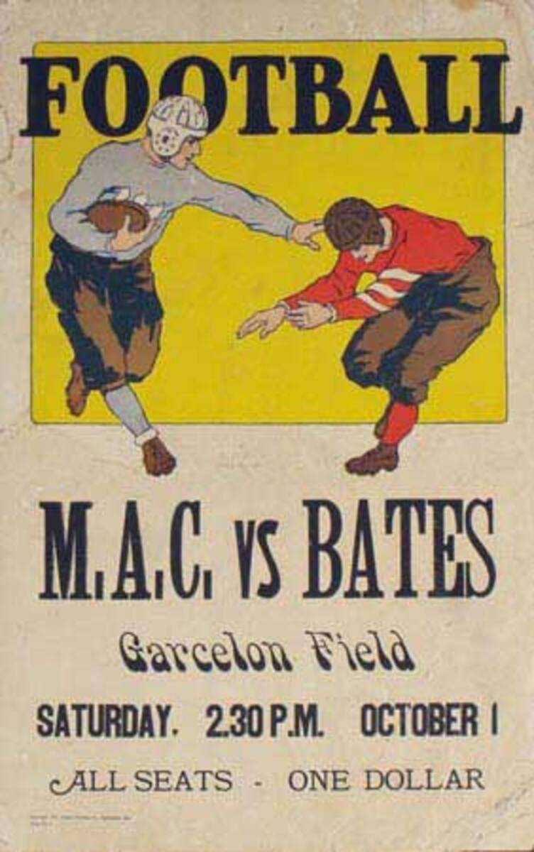 Bates College v M.A.C Football Original Vintage Poster