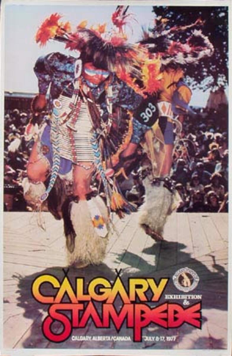 Calgary Alberta Canada Stampede Original Vintage Rodeo Travel Poster 1977