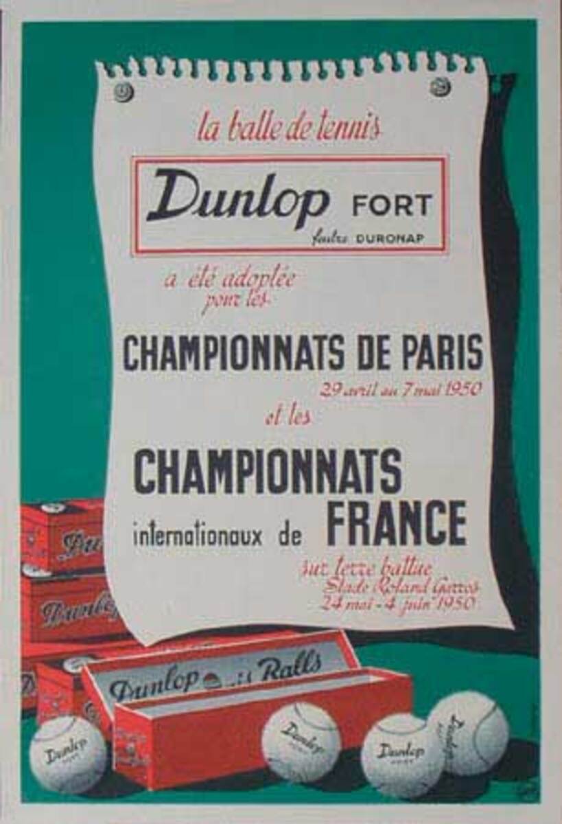 Original Vintage Dunlop Tennis  Balls Advertising Poster