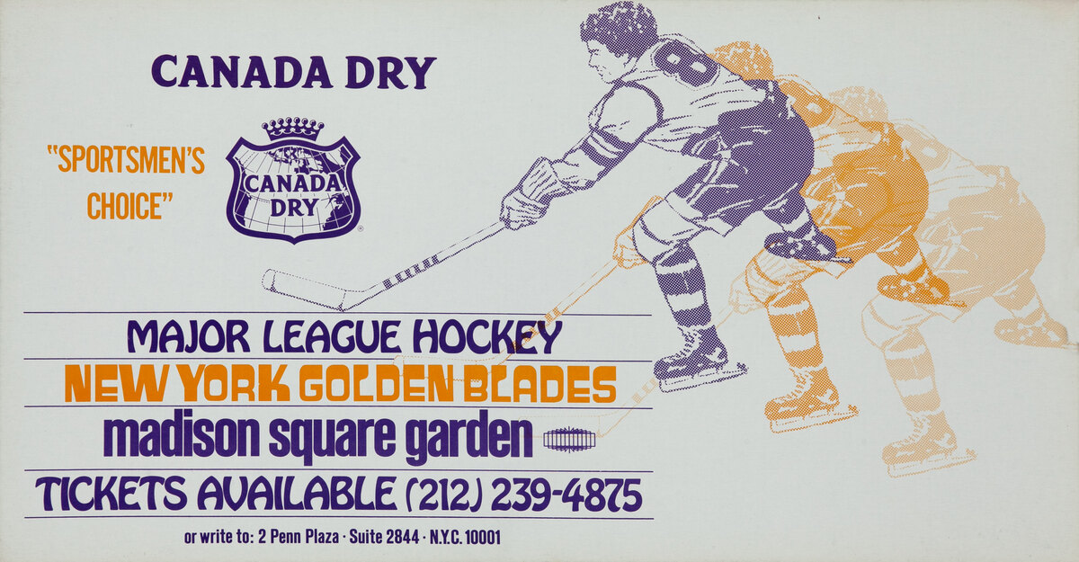 Major League Hockey New York Golden Blades Original Advertising Poster