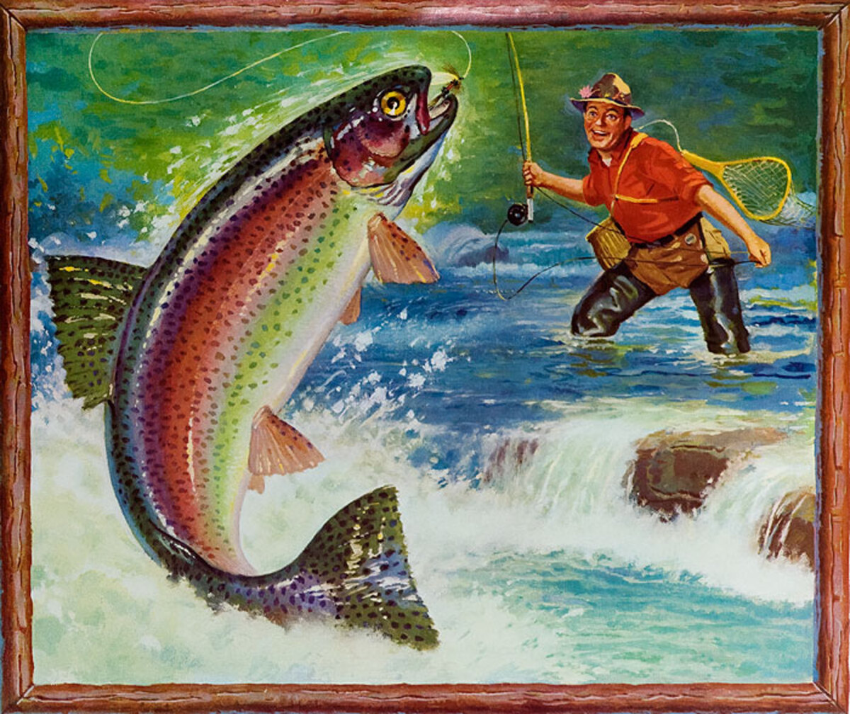 Original 1950s Diner Poster Fly Fisher 