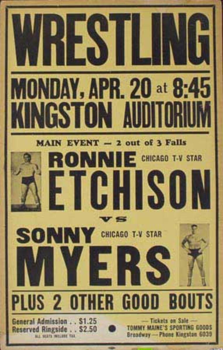 Pro Wrestling Original Poster Ronnie Etchison vs Sonny Myers Plus 2 Other Good Bouts