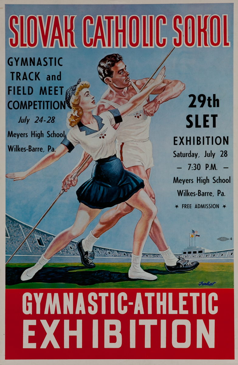 Slovak School Gymnastic Event Original Poster Boy Girl