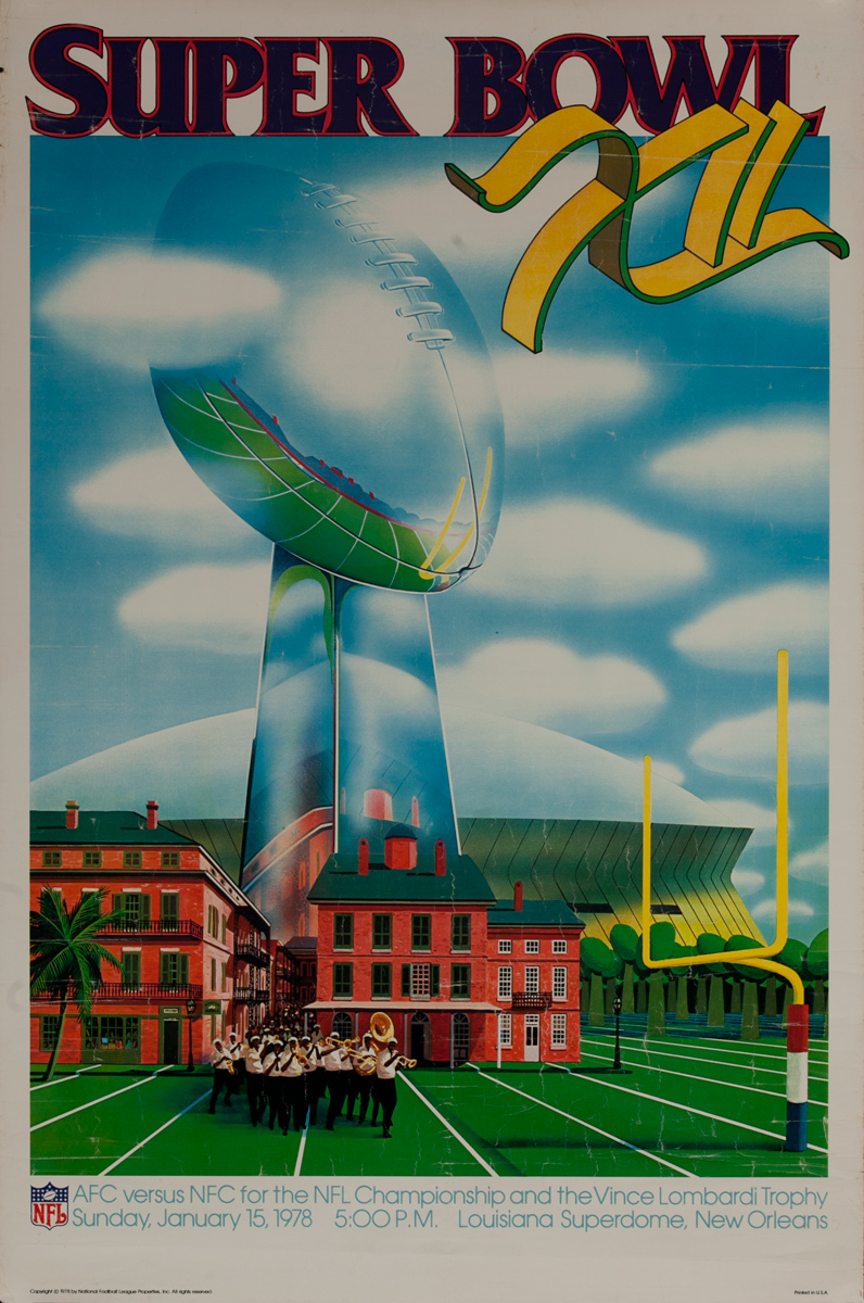 SuperBowl XII Original Vintage Sports Football Poster