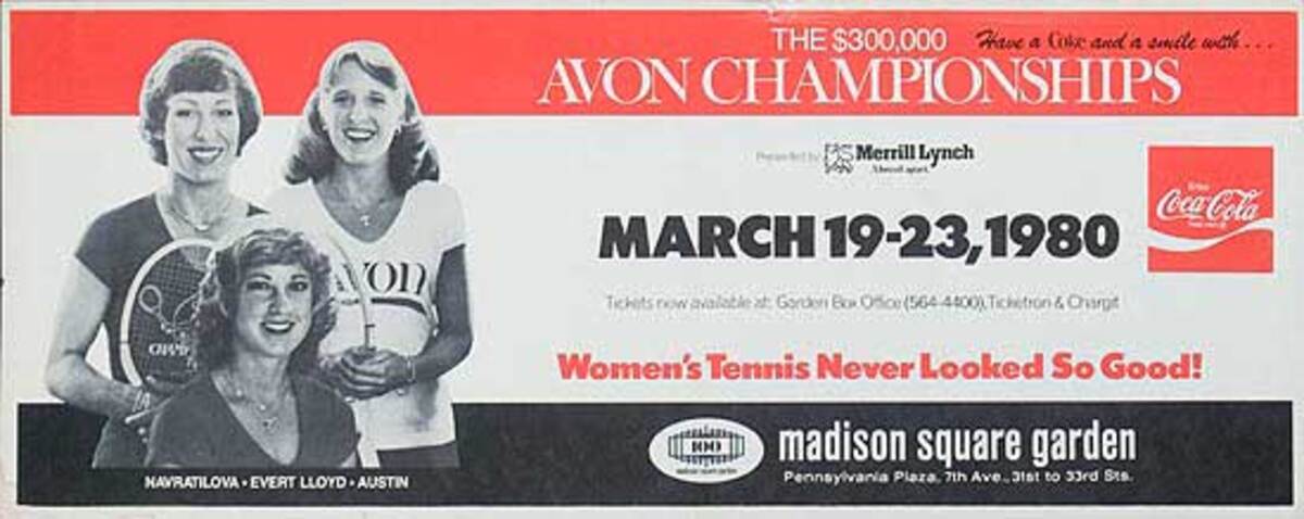 Avon Championships Womens Tennis  Advertising Poster Mar19-23 1980