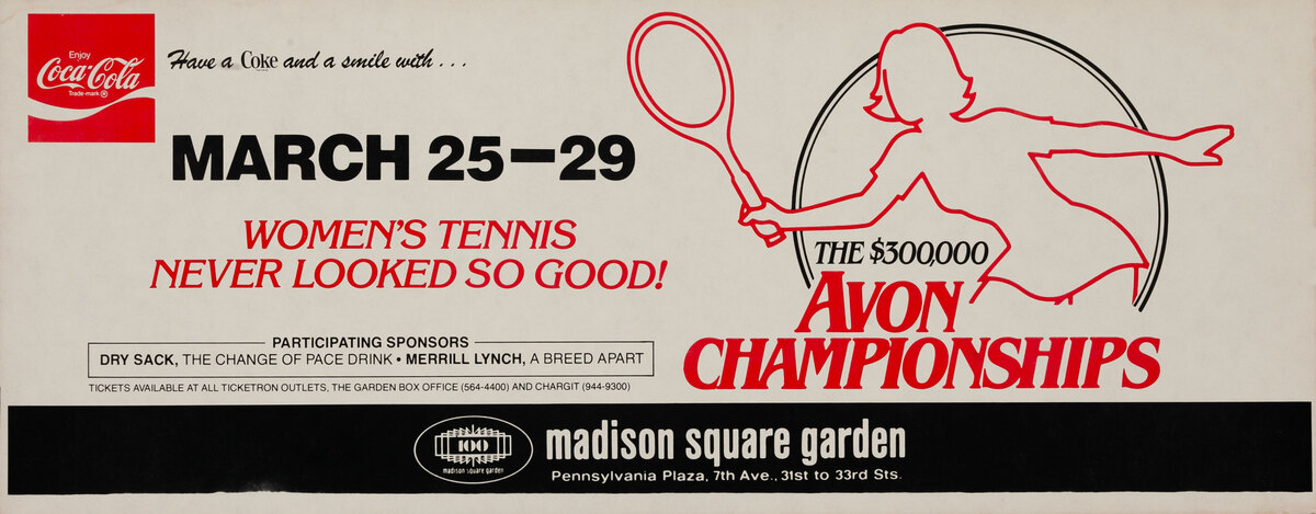 Avon Championships Womens Tennis Advertising Poster Mar 25-29