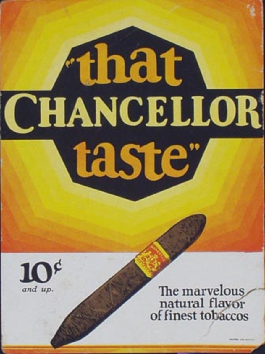 Chancellor Cigars 10 cent Original Vintage Advertising Poster