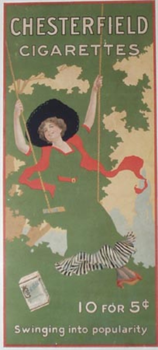 Original Chersterfield Cigarette Advertising Poster Woman on Swing