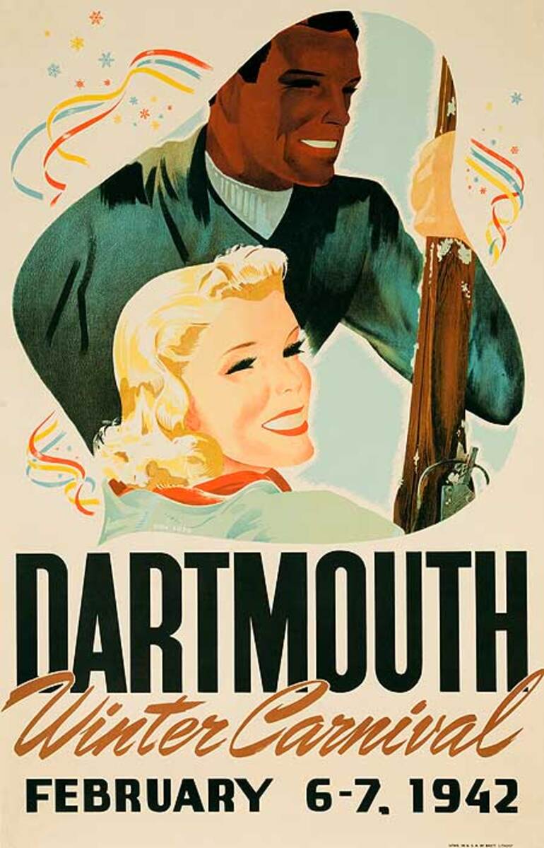 Dartmouth Winter Carnival 1942 Original Ski Poster