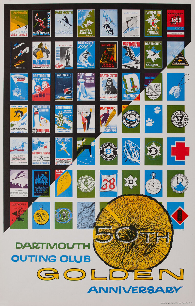 Dartmouth Outing Club Golden 50th Anniversary  Winter Carnival Poster