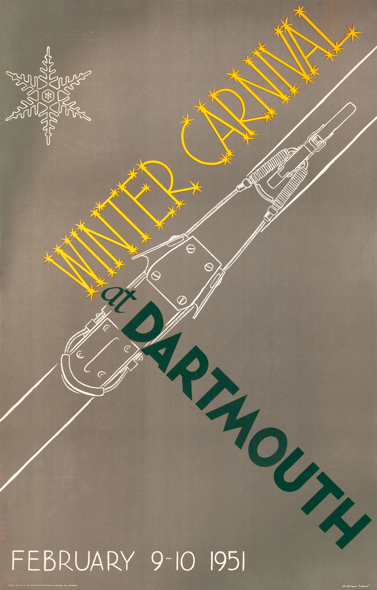 Original February 9-10 1951 Dartmouth Winter Carnival Ski Poster