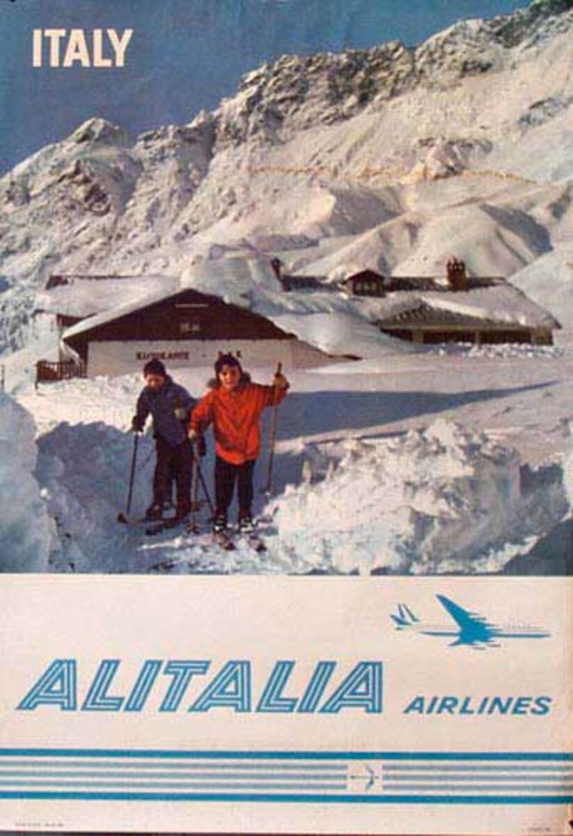 Alitalia Airlines Ski Poster