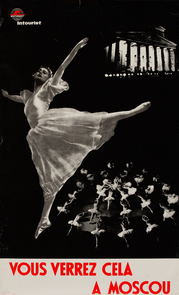 Intoutist Travel Original Vintage Poster, Moscow Ballet French Version