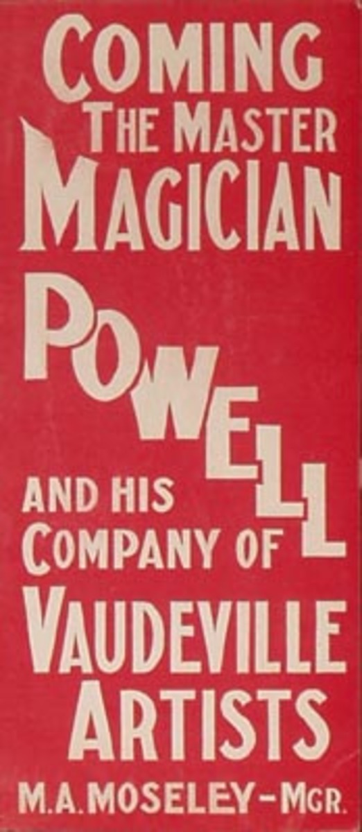 Original Vintage Powell Magician Poster red