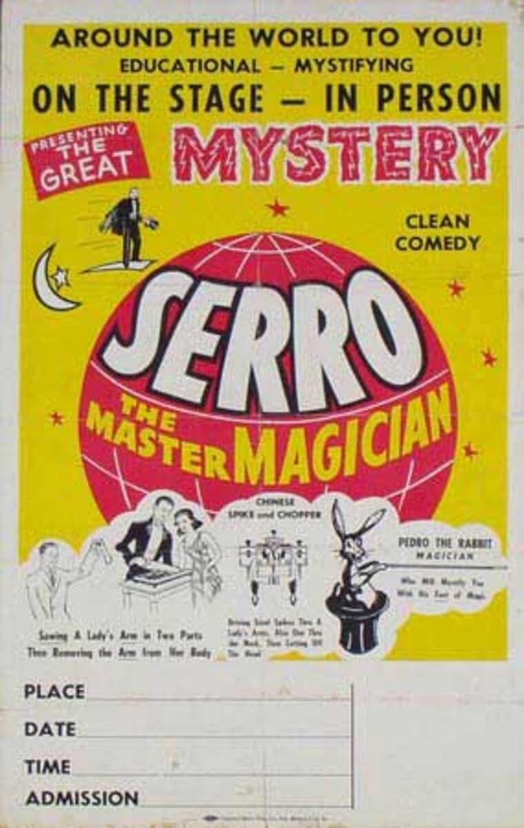 Serro The Master Magician, Original Vintage Magic Poster