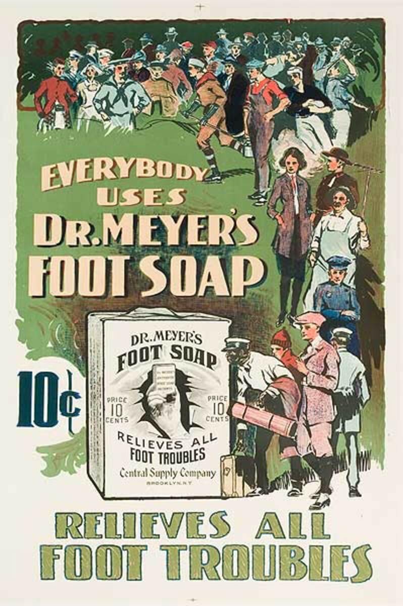 Dr. Meyers Foot Soap Original American Advertising Poster