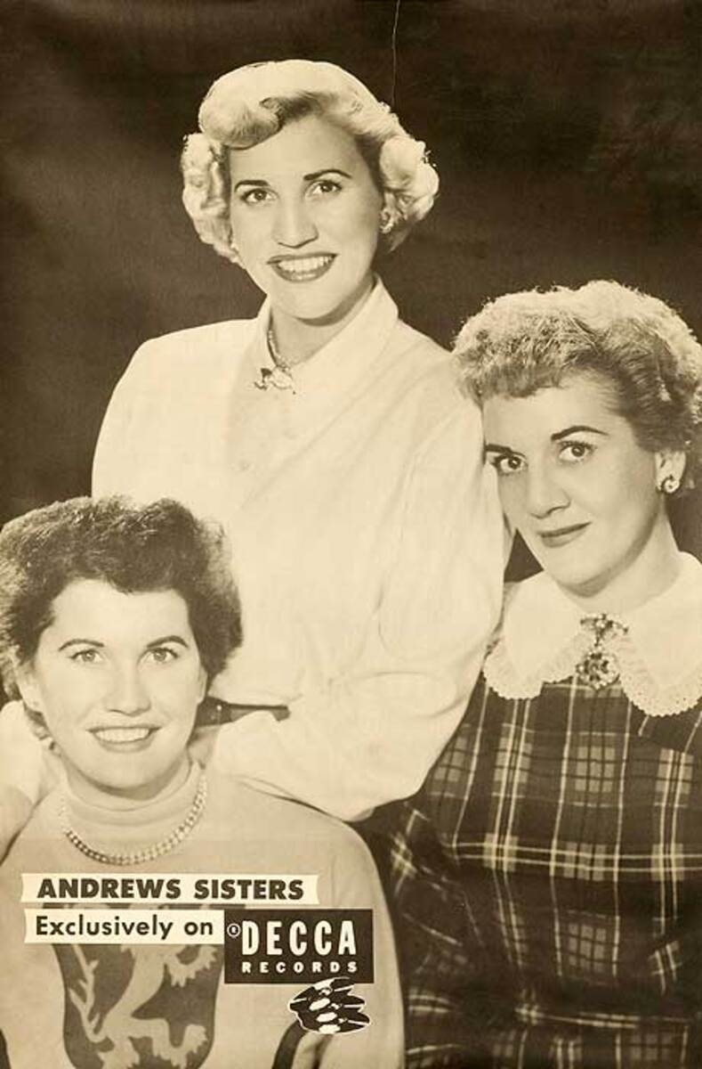 Decca Records Original Adverting Poster The Andrews Sisters