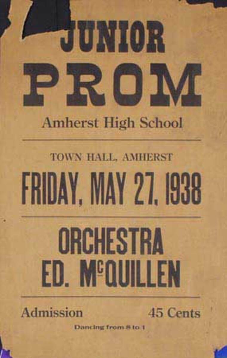 Ed McQuillen and His Orchestra Original Advertising Poster Junior Prom