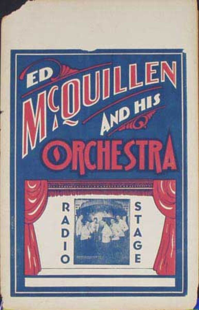 Ed McQuillen and His Orchestra Original Vintage Advertising Poster Radio Stage