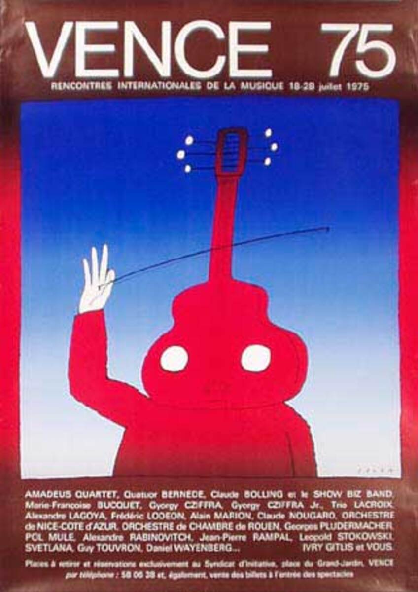 Vence France Music Festival 1975 Original Vintage Poster 