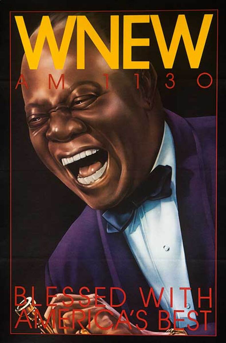 WNEW Louis Armstrong Original Vintage Advertising Poster