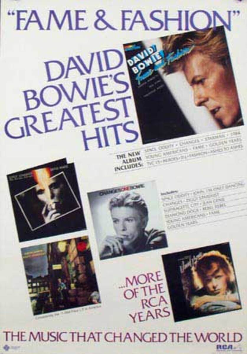David Bowie Original Rock and Roll Poster Greatest Hits