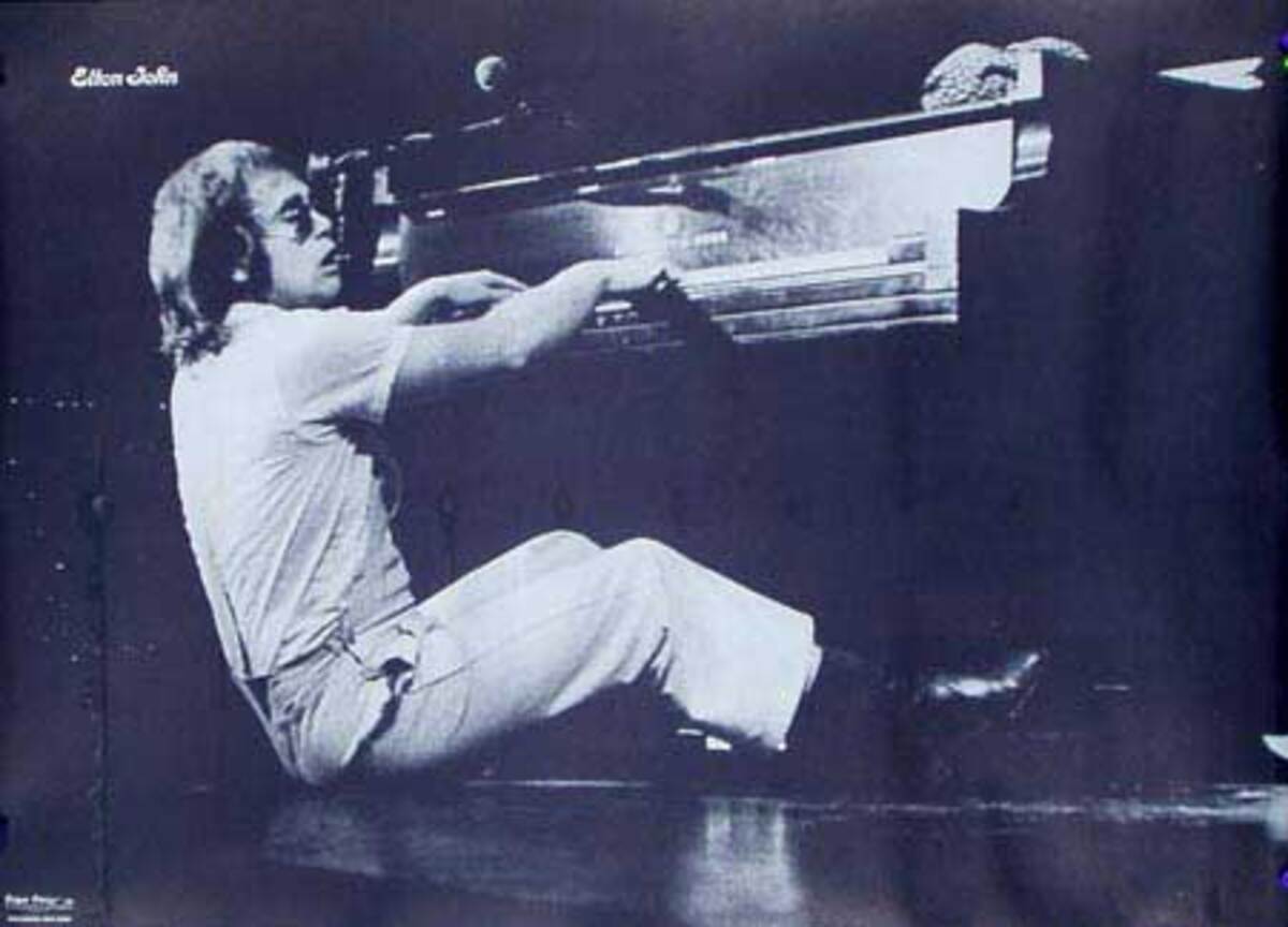 Elton John Black and White Portrait Original Psychadelic Era Poster